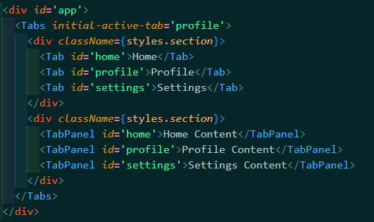Tabs component using compound pattern image
