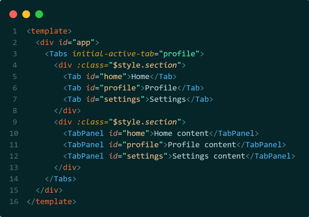 Tabs component using compound pattern image