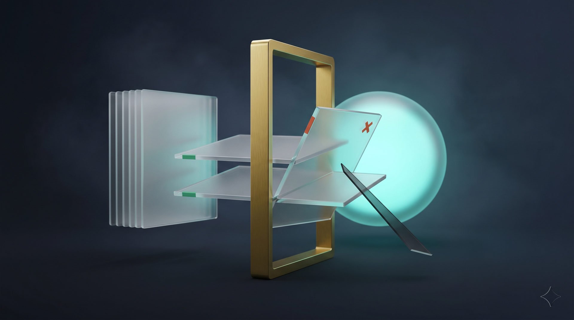 A permission gate between a knowledge base and a model, blocking one page and stripping a hidden instruction from another.